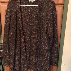Attractive brown tweed acrylic and nylon cardigan
